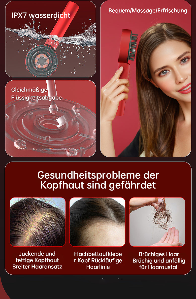 Innovativer Haarwuchskamm mit Rot-, Blau- und Infrarot-Lichttherapie