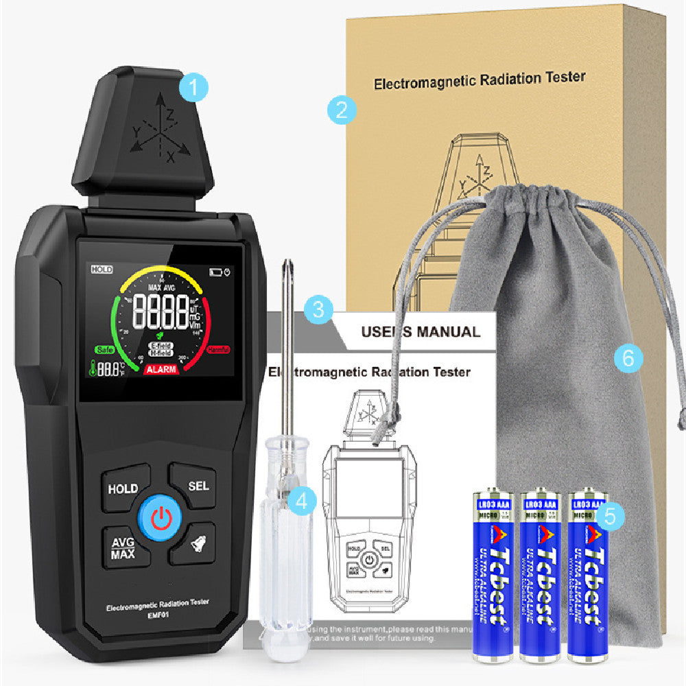 Electromagnetic Radiation Tester – EMF Detector with Temperature Measurement